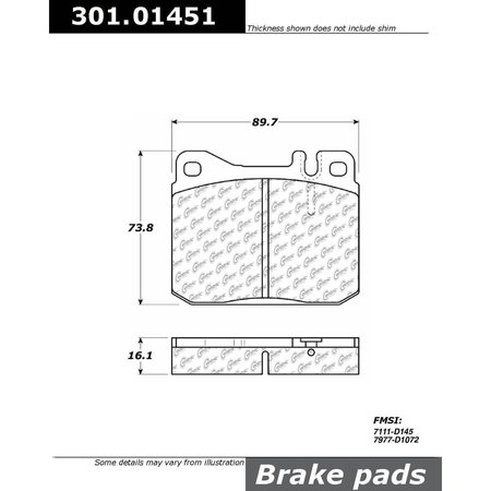 Centric Parts Prem Ceramic Brake Pad Shims & Hardware, 301.01451 301.01451